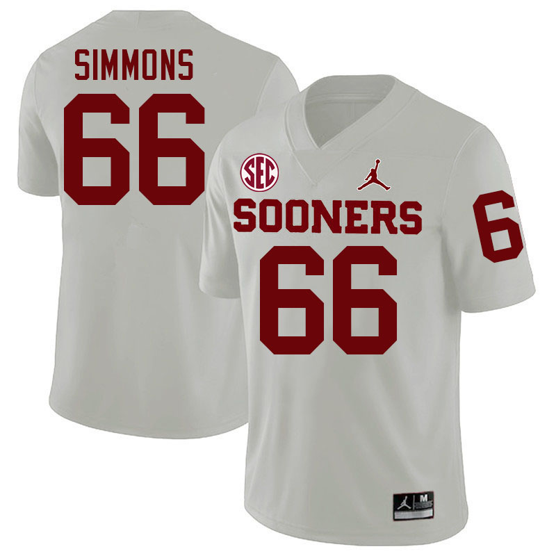 Oklahoma Sooners #66 Derek Simmons College Football Jersey Stitched-White